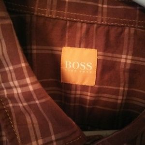 Hugo Boss Plaid Button Up Shirt Sz L